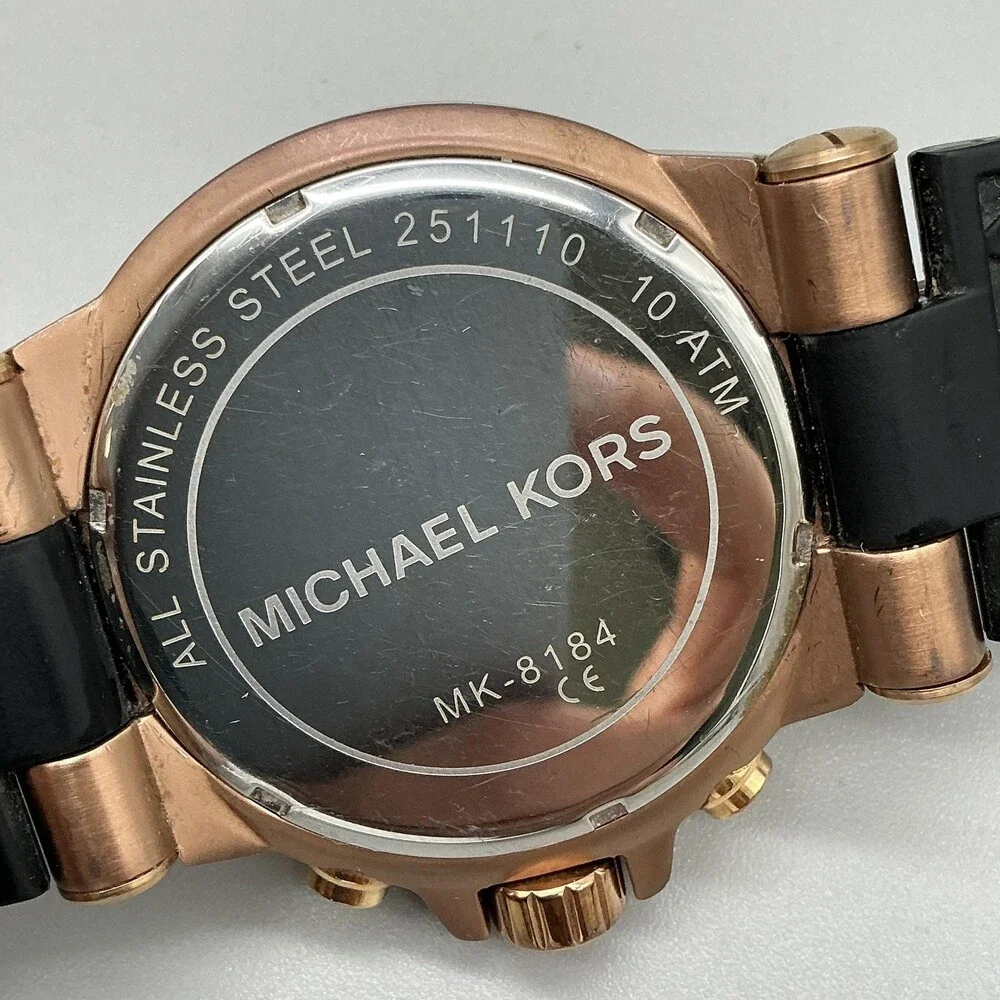 Michael Kors Dylan Chronograph Mens Watch 51mm Rose Gold Tone New Battery